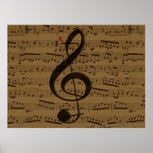 Musical Treble Clef Sheet Music Classic  Poster