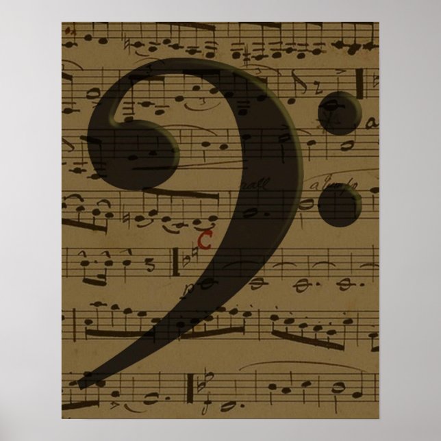 Musical Treble Clef Sheet Music Classic  Poster (Front)