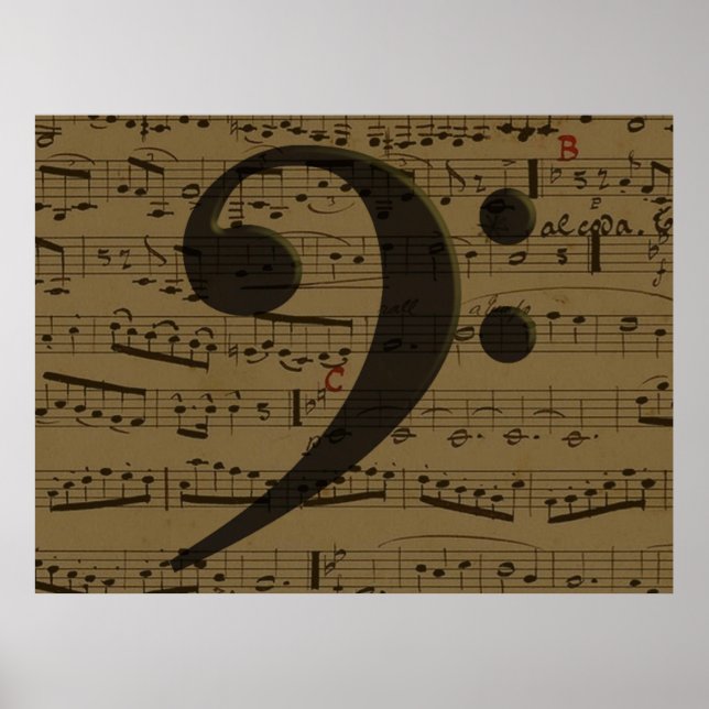 Musical Treble Clef Sheet Music Classic  Poster (Front)