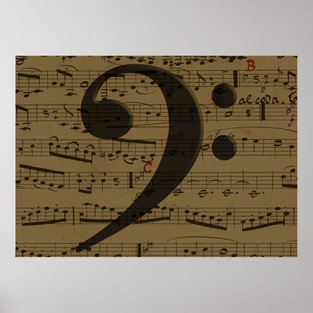 Musical Treble Clef Sheet Music Classic  Poster (Front)