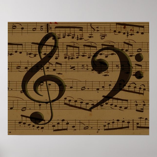 Musical Treble Clef Sheet Music Classic  Poster (Front)