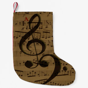 Musical Treble Clef Sheet Music Classic  Small Christmas Stocking