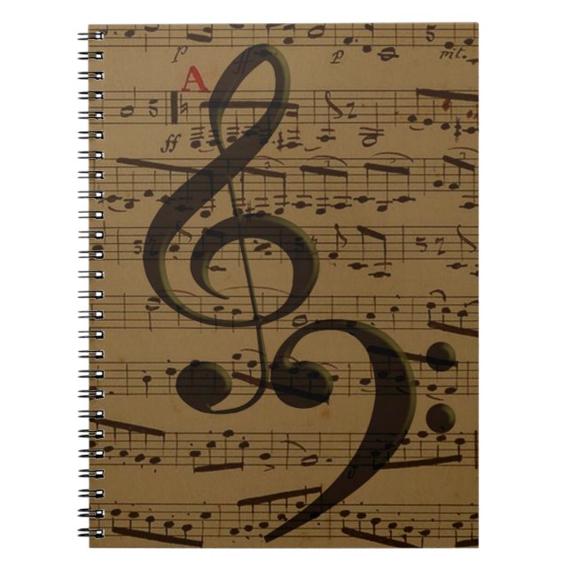 Musical Treble Clef Sheet Music Classic  Spiral Notebook (Front)