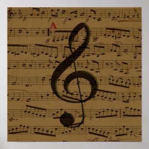 Musical Treble Clef sheet music Poster