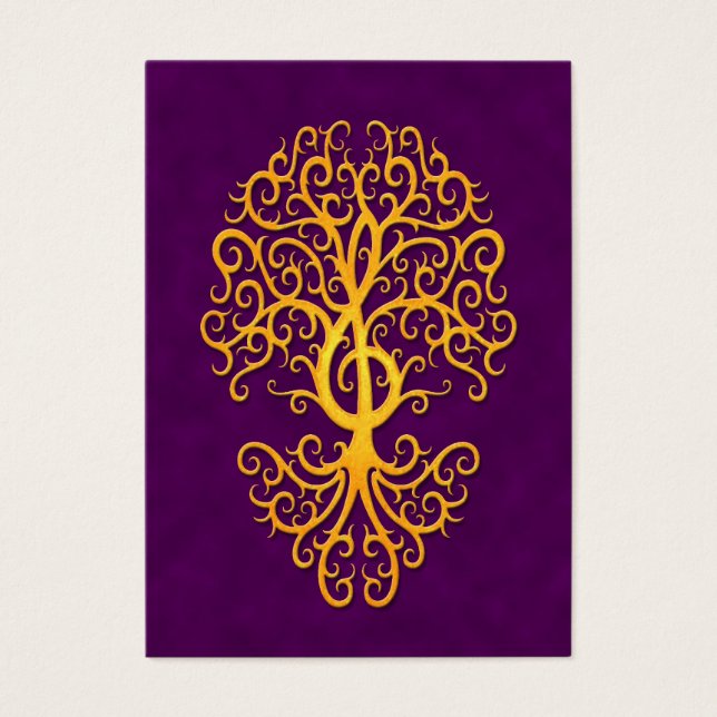 Musical Treble Clef Tree Golden Purple (Front)