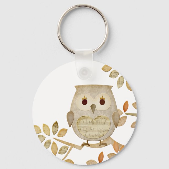 Musical Tree Owl Key Ring (Front)