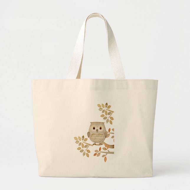 Musical Tree Owl Large Tote Bag (Front)
