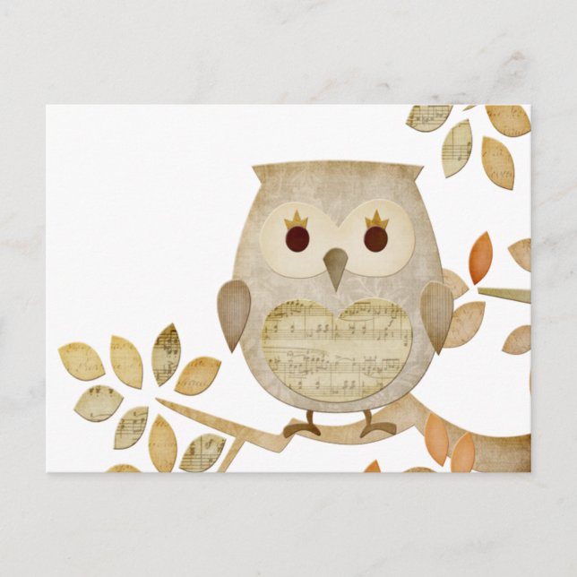 Musical Tree Owl Postcard (Front)