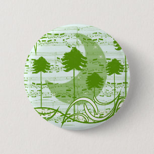 Musical Trees Blue 6 Cm Round Badge