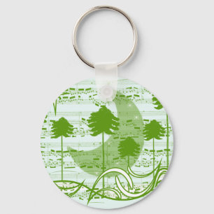 Musical Trees Blue Key Ring