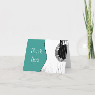 Musical Trendy Instrument Guitar Teal Thank You Card