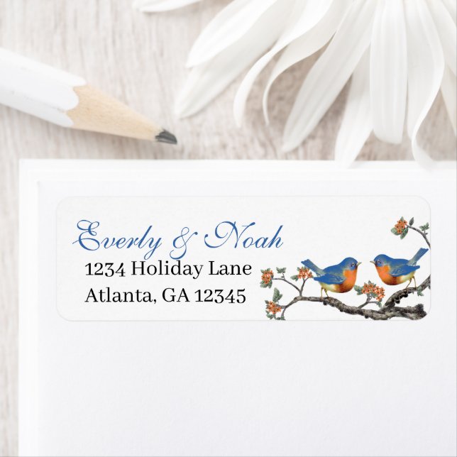 Musical Vintage Aqua Birds Gray Branch Labels (Insitu)