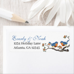 Musical Vintage Aqua Birds Grey Branch Labels