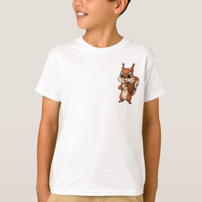 Musical Violin Playing Squirrel Kids T-Shirt (Front)