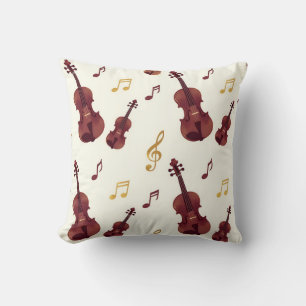 Musical Violins Seamless Pattern Cushion