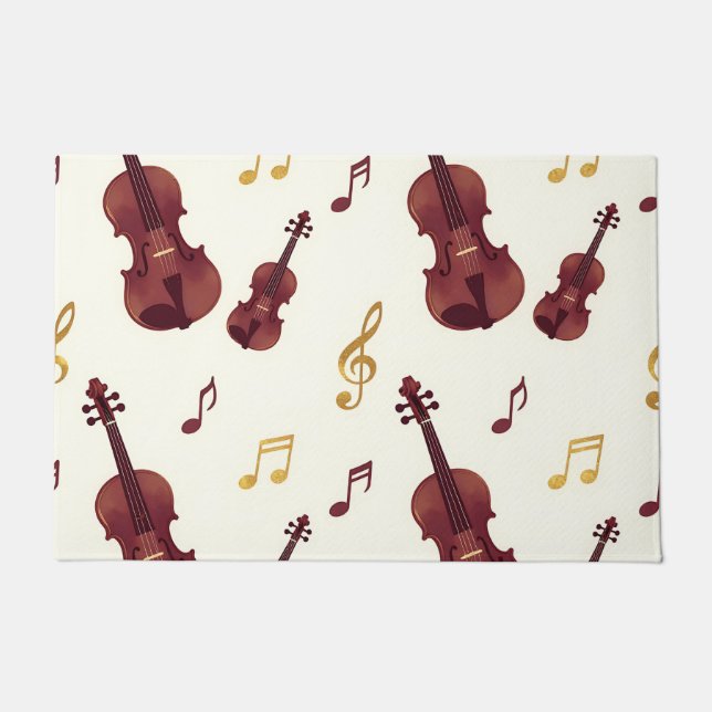 Musical Violins Seamless Pattern Doormat (Front)