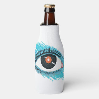 Musical vision: eye illustration with vinyl record bottle cooler