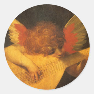 Musician Angel Playing Lute by Rosso Fiorentino Classic Round Sticker