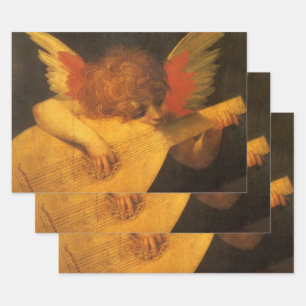 Musician Angel Playing Lute by Rosso Fiorentino Wrapping Paper Sheet