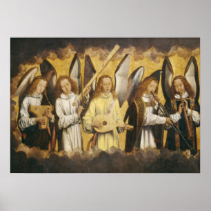 musician angels by Hans Memling left panel Poster