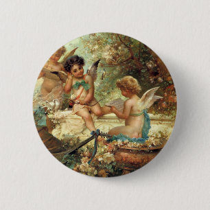 Musician Angels by Hans Zatzka, Victorian Fine Art 6 Cm Round Badge