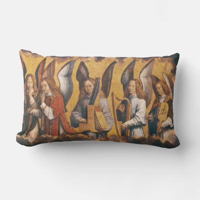 musician angels by Memling right panel Lumbar Cushion (Front)