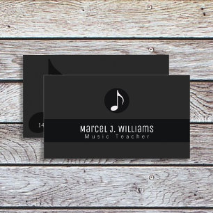 Musician Black Business Card With Music Note