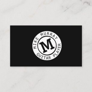 musician black white business card with monogram