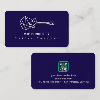 Musician Blue Business Card Guitar & Logo