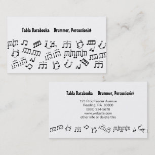 Musician Business Cards Percussion Drummer Notes