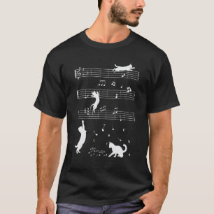 Musician Cat   Cute Kitty Playing Music Note Clef T-Shirt