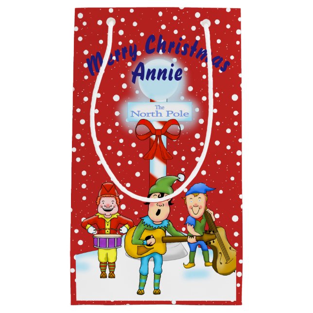 Musician Christmas Elves Gift Bag (Front)