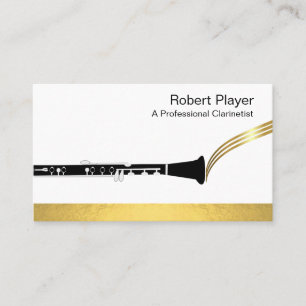 Musician Clarinet Player Audio Gold Sound Waves Business Card