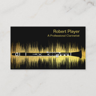 Musician Clarinet Player Audio Gold Sound Waves Business Card