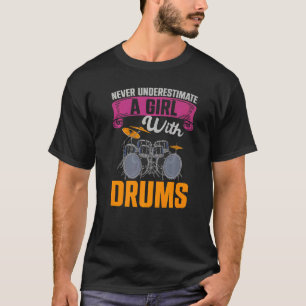 Musician Drummer Girls Drum Set Women Music Drums T-Shirt