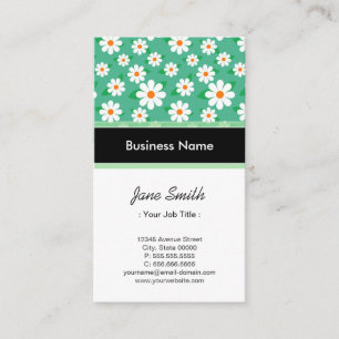 Musician Elegant Green Daisy Pattern Business Card