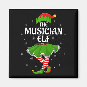 Musician Elf Christmas Family Girls Women Elf Squa Magnet
