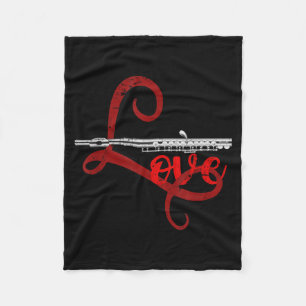 Musician Flutist Valentines Day Gift Orchestra Flu Fleece Blanket