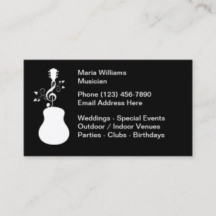 Musician For Hire Guitar Theme Business Card