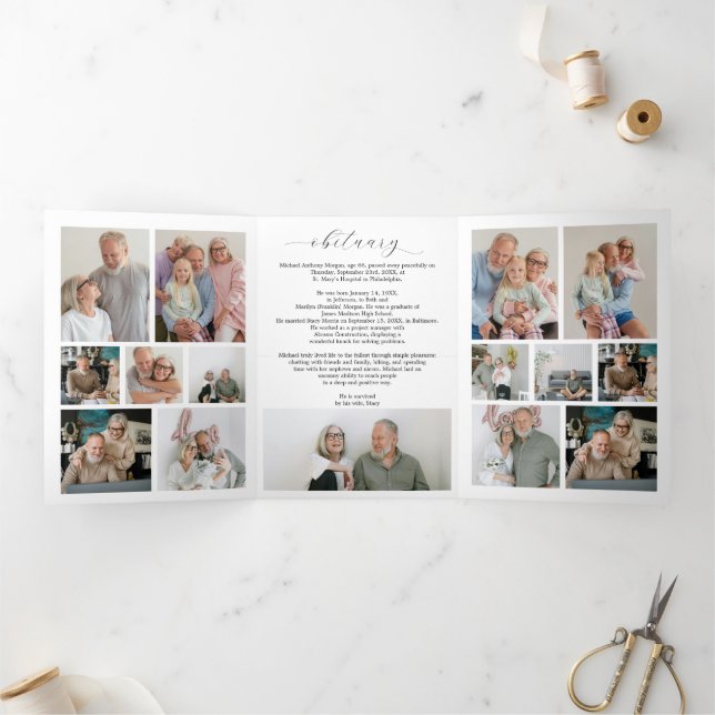 Musician Funeral Tri-Fold Program Template Piano (Inside)