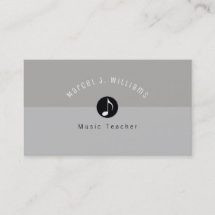 musician grey business card with music note