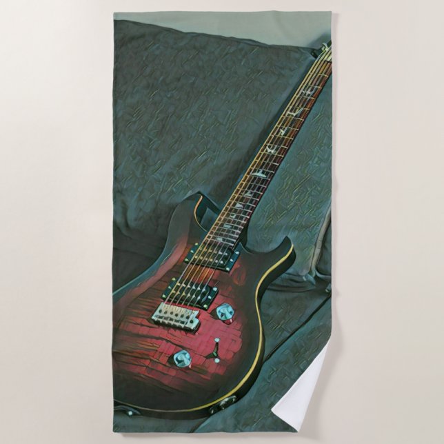 musician guitar lovers gift beach towel (Front)