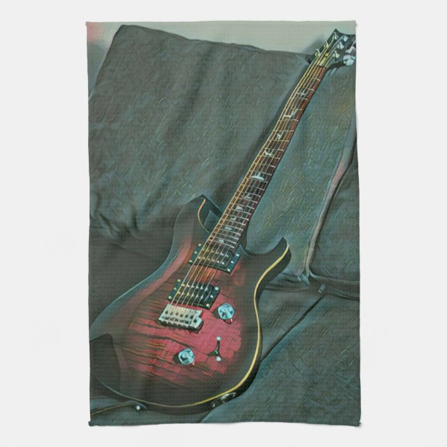 musician guitar lovers gift tea towel (Vertical)
