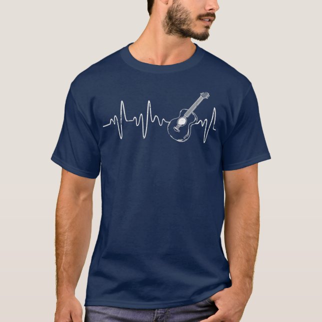 Musician Guitarist Heartbeat Musical Instrument T-Shirt (Front)