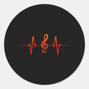 Musician Heartbeat Clef Classic Round Sticker