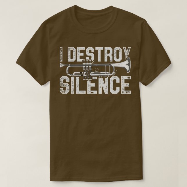 Musician I Destroy Silence Trumpet Retro Marching  T-Shirt (Design Front)