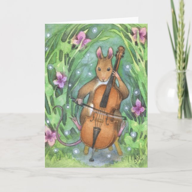 Musician Mouse Cello Cute Illustration Card (Front)