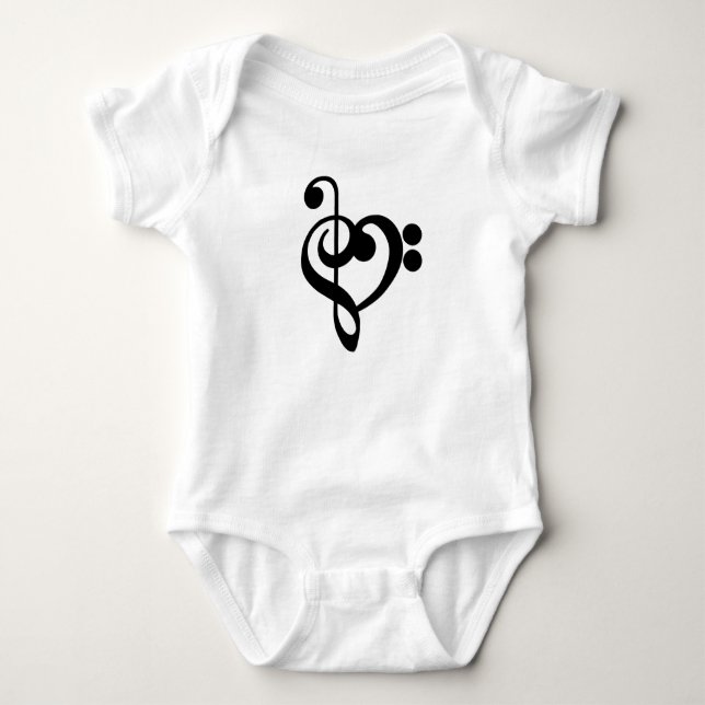 Musician Music Heart - Treble Bass Clef Baby Bodysuit (Front)