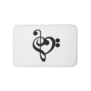 Musician Music Heart - Treble Bass Clef Bath Mat