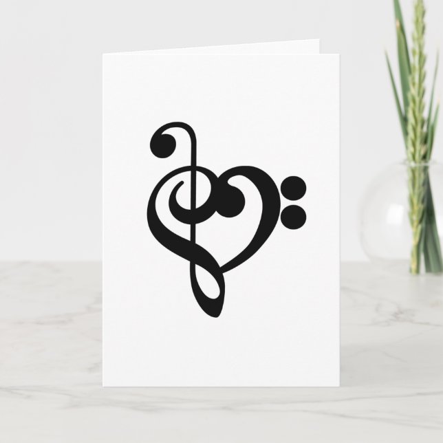 Musician Music Heart - Treble Bass Clef Card (Front)